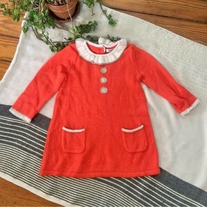Baby Boden Orange Dress with Cream Accents